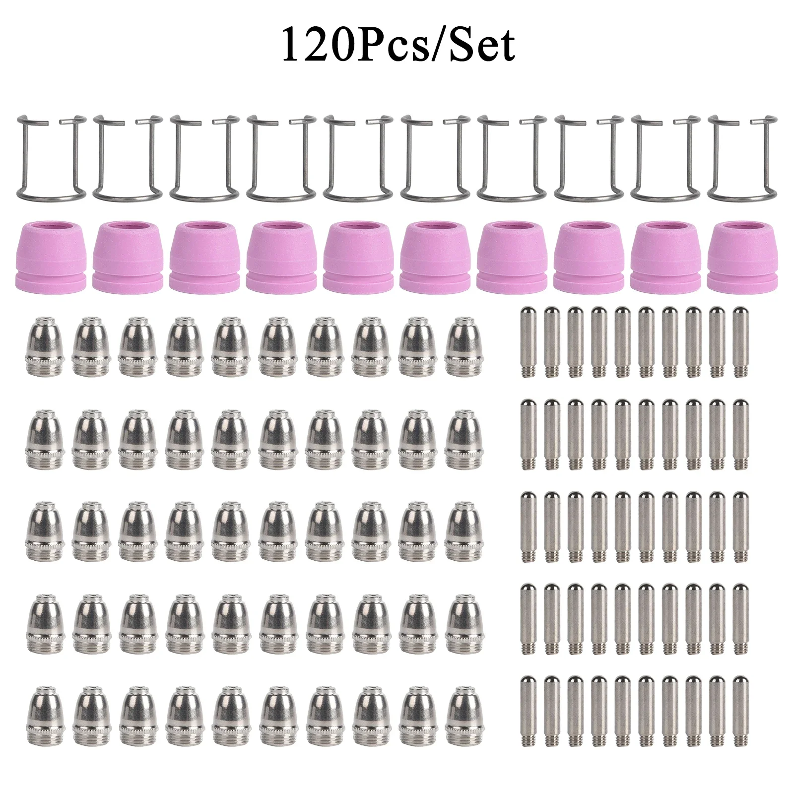 

120Pcs Plasma Cutter Torch Consumables Nozzles Tips Kit Fit SG-55 AG-60 40/50/78 Amp