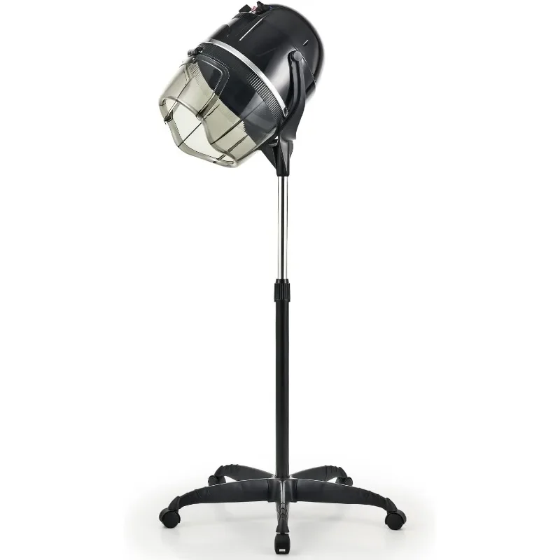 CO-Z 1300W Black Hooded Hair Dryer with Stand, Adjustable Height, 360 Swivel, Wheels, Temperature Timer, Safe Use