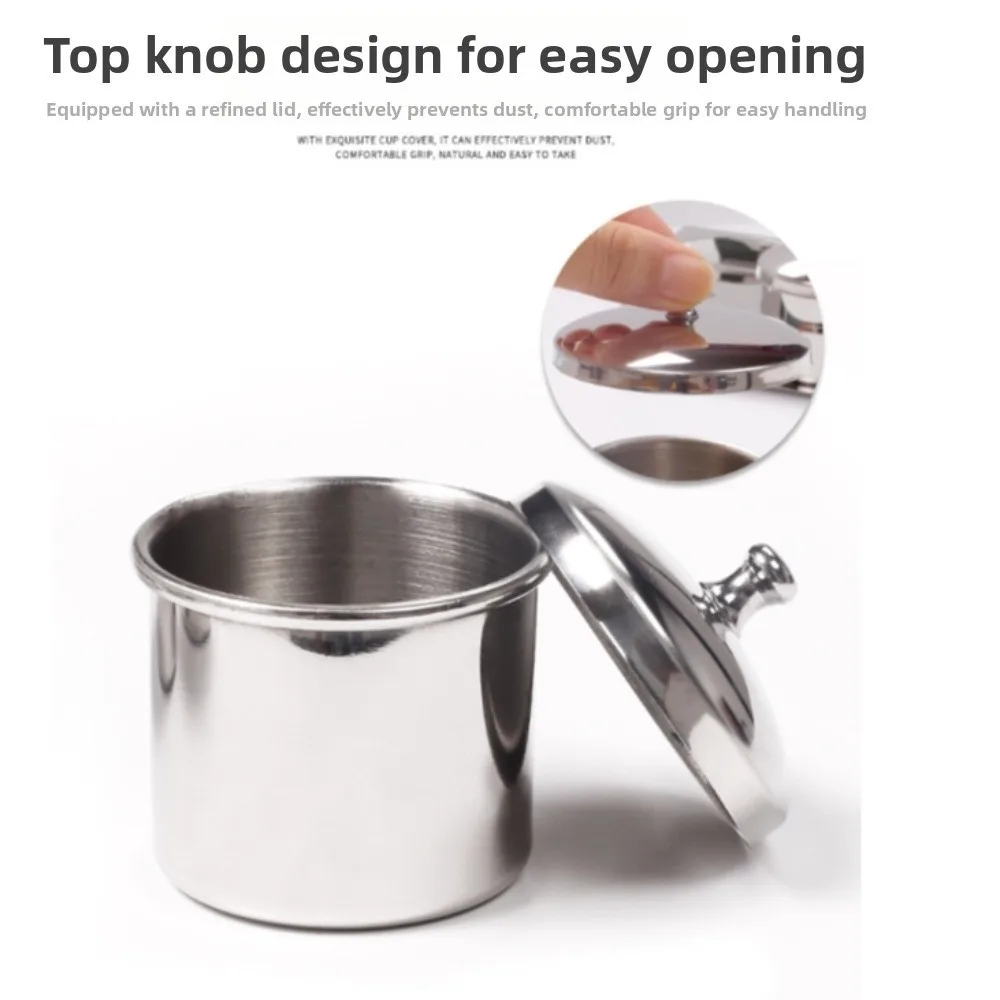 3pcs/set Stainless Steel Manicure Liquid Powder Container Tray Organizer Nail Instrument Disinfectant Cup With Metal Lid