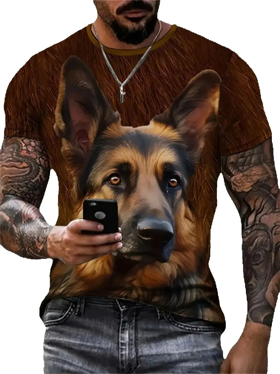 

New In Mens Oversized Hip Hop T Shirt 3D Print Men's German Shepherd Graphic T-Shirt Casual Short Sleeve Crew Neck Tshirts Tees