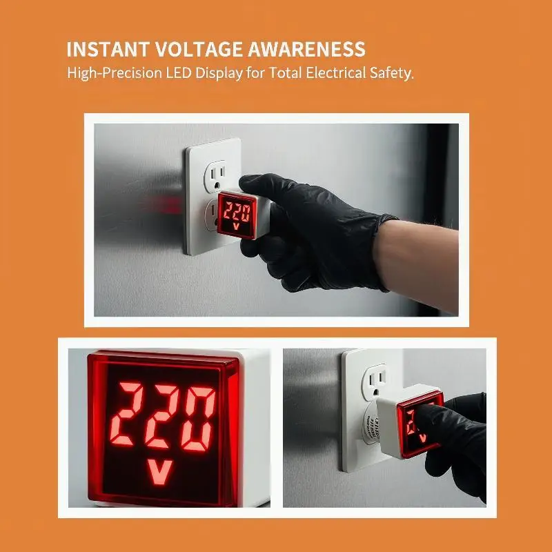 LED Digital AC Voltmeter Indicator High Precision EU Plug 50-500V Voltage Tester for Home Circuit Inspection