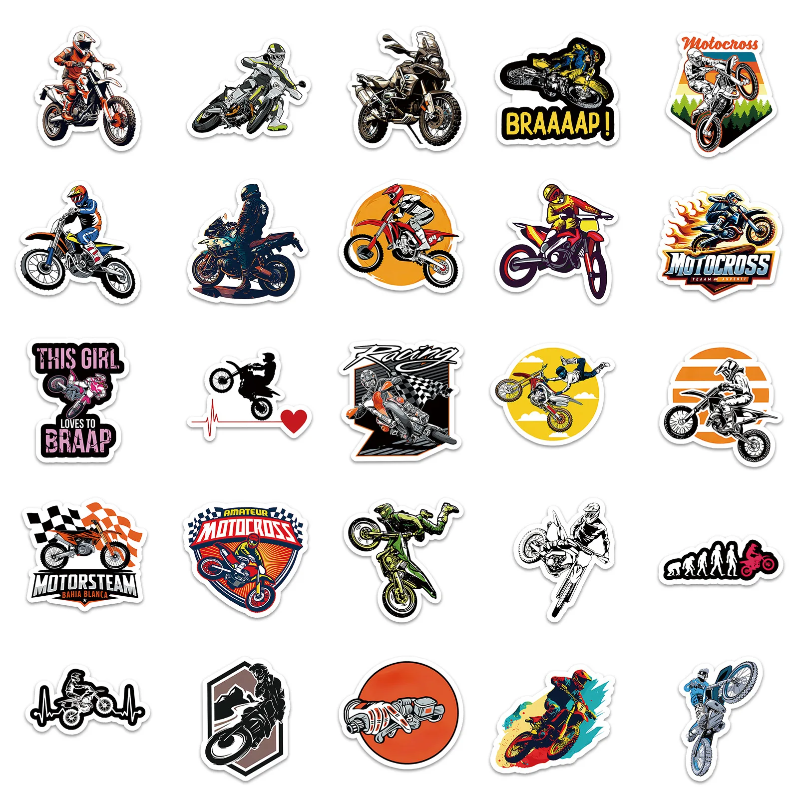 

50PCS Off-Road Motorcycle Sticker Cartoon Motorcycle Helmet Graffiti Decoration Motorcycle iPad DIY Waterproof Sticker Kids Toy