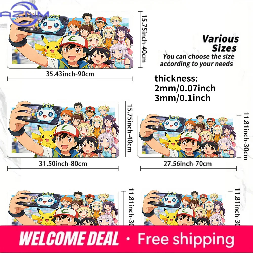 Pokemon Ash & Friends Selfie Gaming Mouse Pad Non-Slip Desk Mat