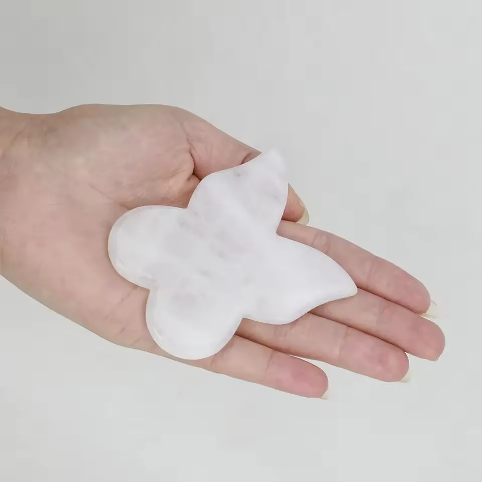 

Natural White Jade Butterfly Gua Sha Tool Face Body Massage Scraper Skincare Acupressure Meridian Therapy Relaxation Beauty Tool