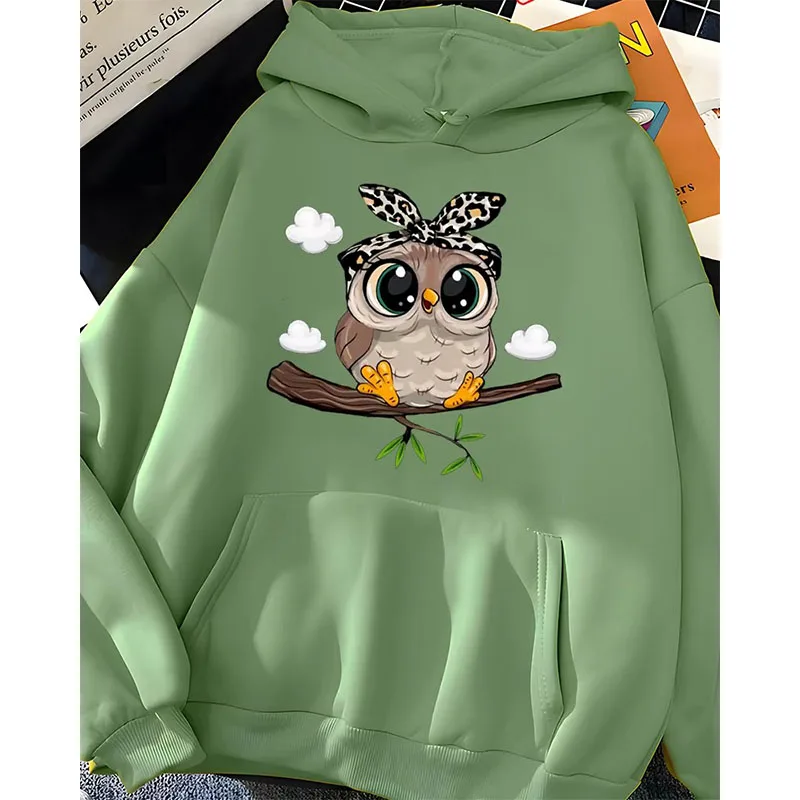 Hirsionsan Kawaii Cartoon Print Hoodies Women Oversized Sportwear Female Sweatshirt Cute Graphic Fleece Ladies Clothes 2024 New