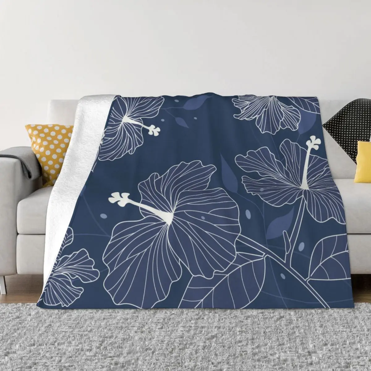 Pattern Texture Painting Blanket Flannel Flowers Line Art Nevy Cozy Soft FLeece Bedspread