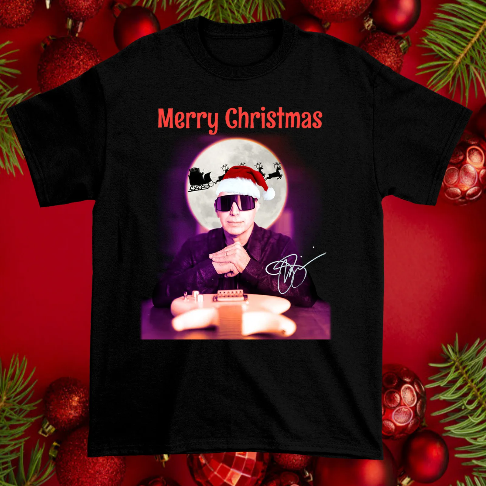 SALE Merry Christmas Santa Joe Satriani Moon Xmas Black All Size Shirt