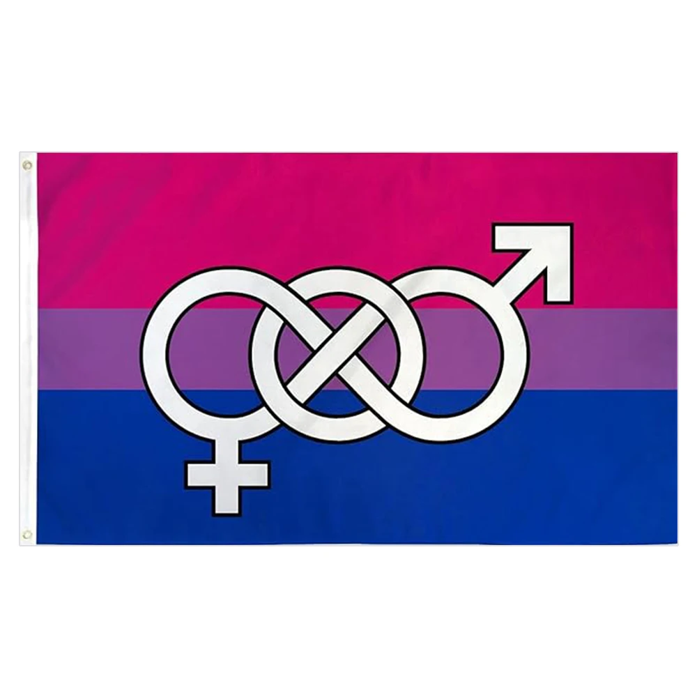 Bisexual Symbol Flag - 3x5 Ft 100D Polyester Bi-Pride LGBT Banner with Two Metal Grommets - Fade Resistant Vivid Colors