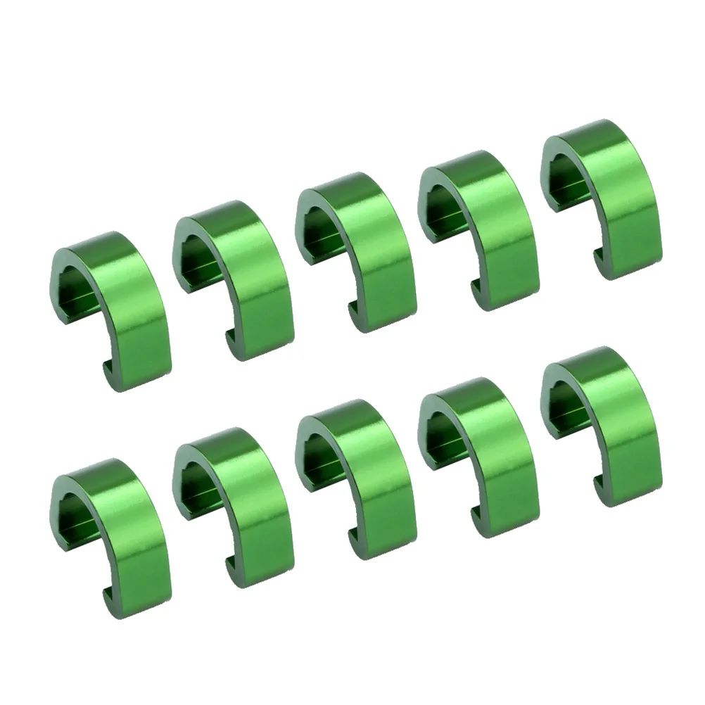 10PCS Wire Clamps Tubing Clips Mountain Bike C Shaped Buckle Bike Line Fixing Clamp Line Clips Bike Brake Line Buckle (Green)