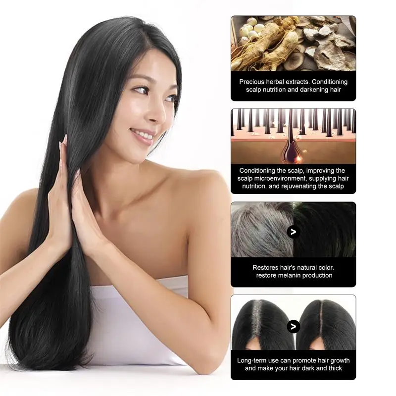 100ML Magic Natural Herbal Hair Dye Shampoo 3 in 1 Hair Color Shampoo for Gary Hair Dark Brown Black Women & Men Grey Coverage - view 4