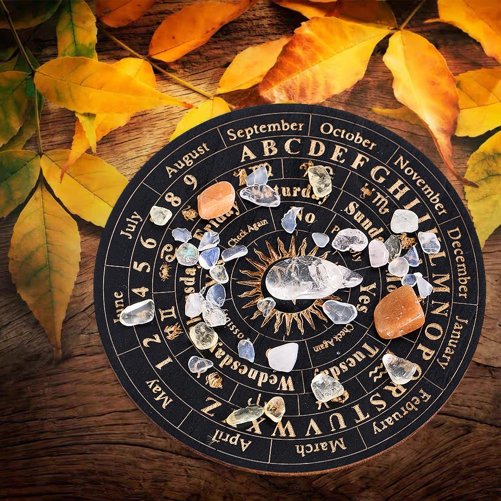 

Black Wooden Plate Ornament Divination Sun and Moon Wooden Plate Sacred Meditation Plate Wiccan Altar Supplies Coasters