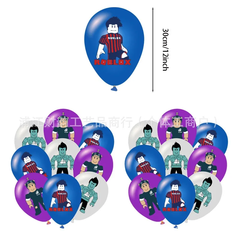 

Roblox Theme Party Decoration Birthday Flag Raising Cake Arrangement Spiral Balloon Set Male and Female Decorative Items