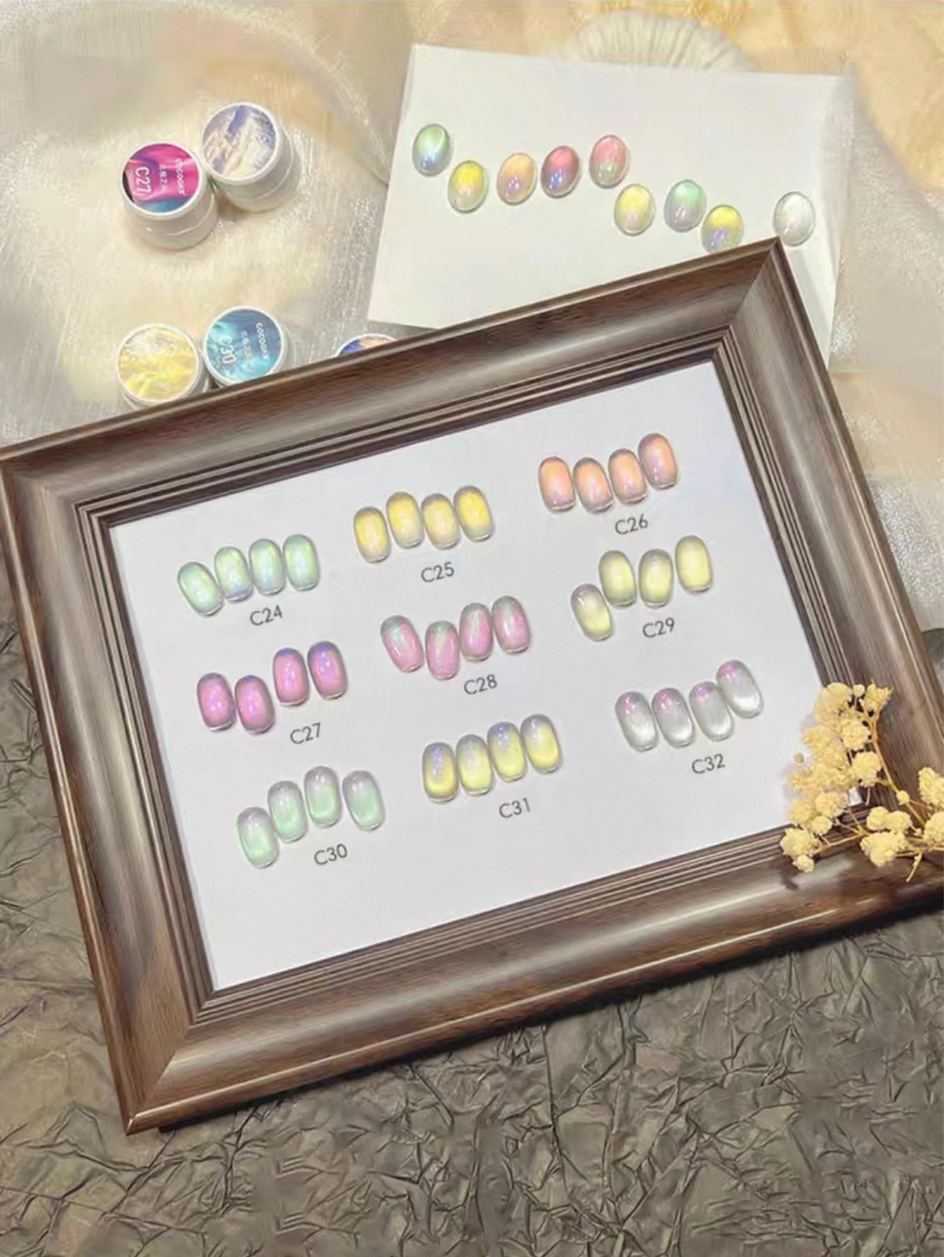 Bolos quentes 1/9 pçs arte do prego super espumante dopamina colorido sonhador aurora olho de gato terapia de luz de cristal gel semi-permanente prego