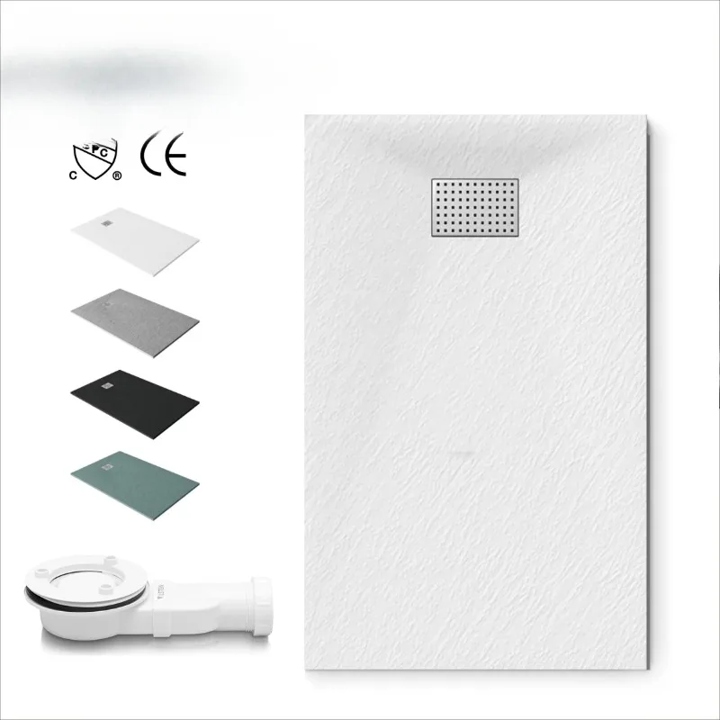 

Modern white SMC shower base tray resin bathroom base with drain cover and SMC low threshold shower tray