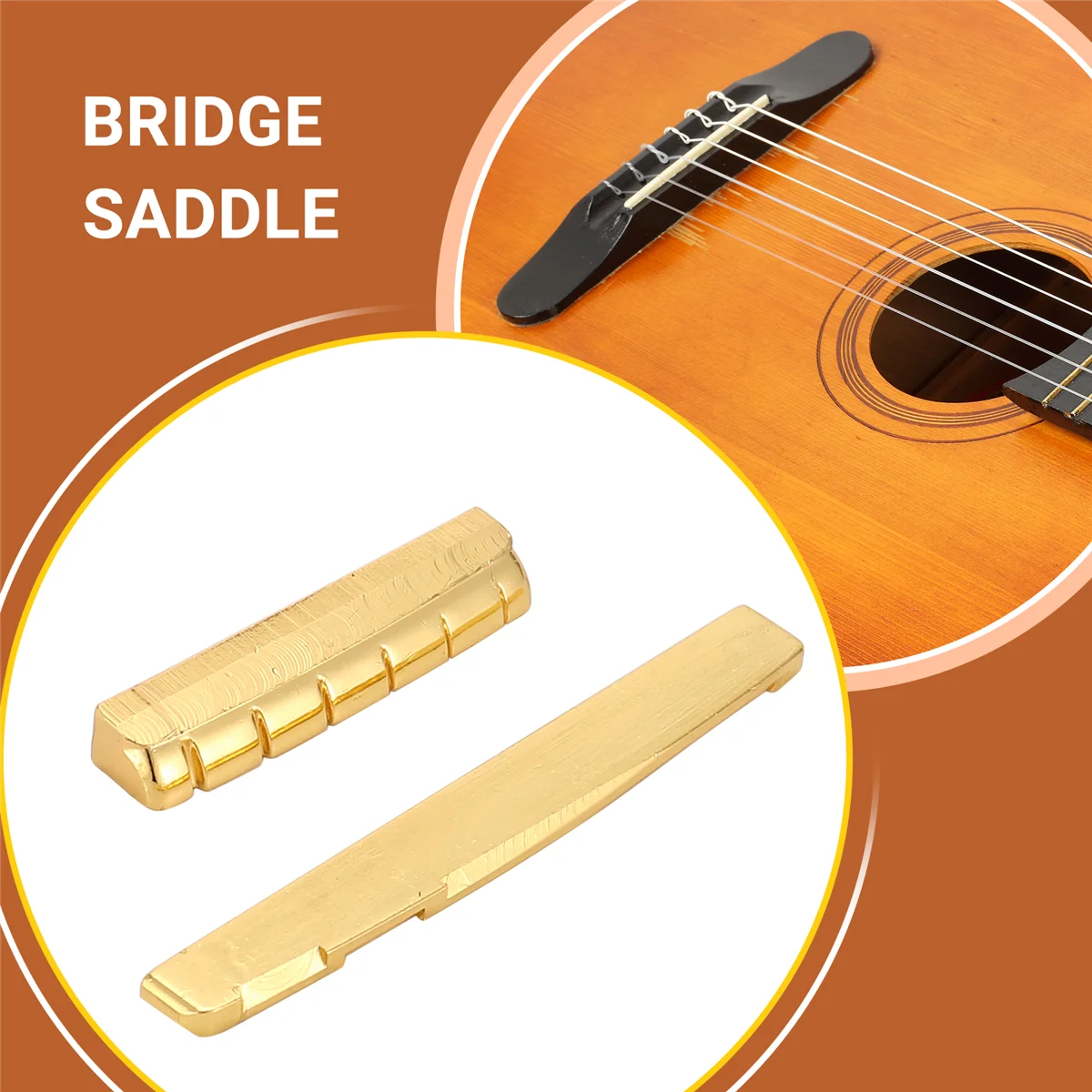Brass 6 String Acoustic Guitar Bridge Nut and Saddle Rich