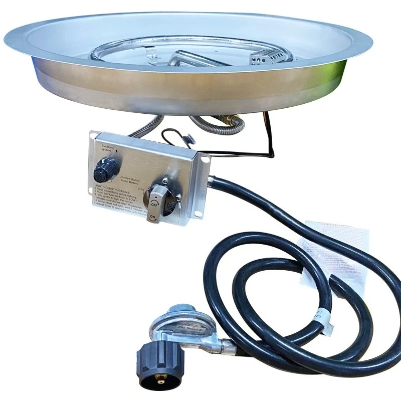 Outdoor Round Furnace Table Stainless Steel Gas Brazier with Complete Ignition System