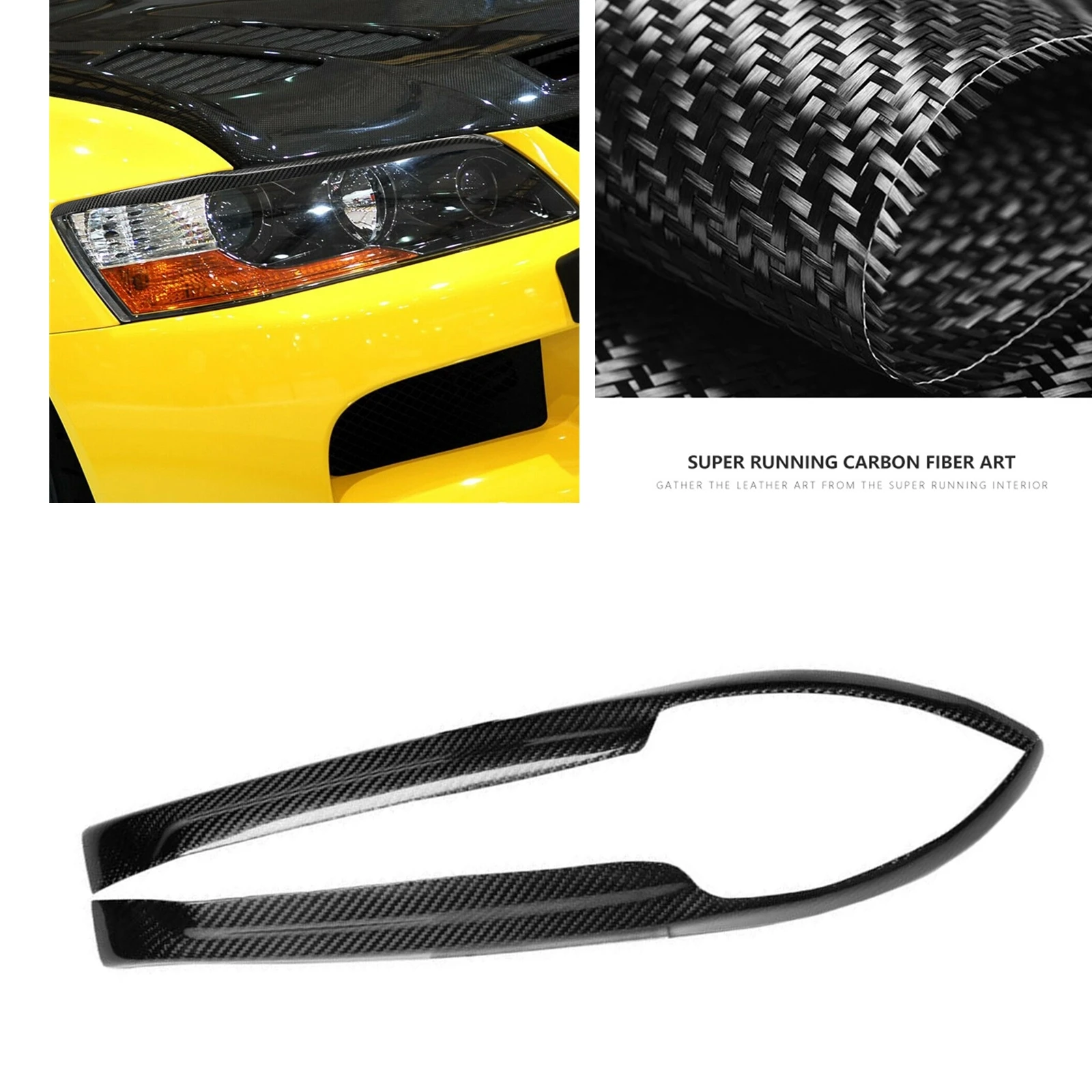 2PCS Headlight Eyebrow Trim Sticker Front Head Light Cover Lamp Headlamp Eyelid Lid Brow For Mitsubishi EVO Lancer 2003-2007