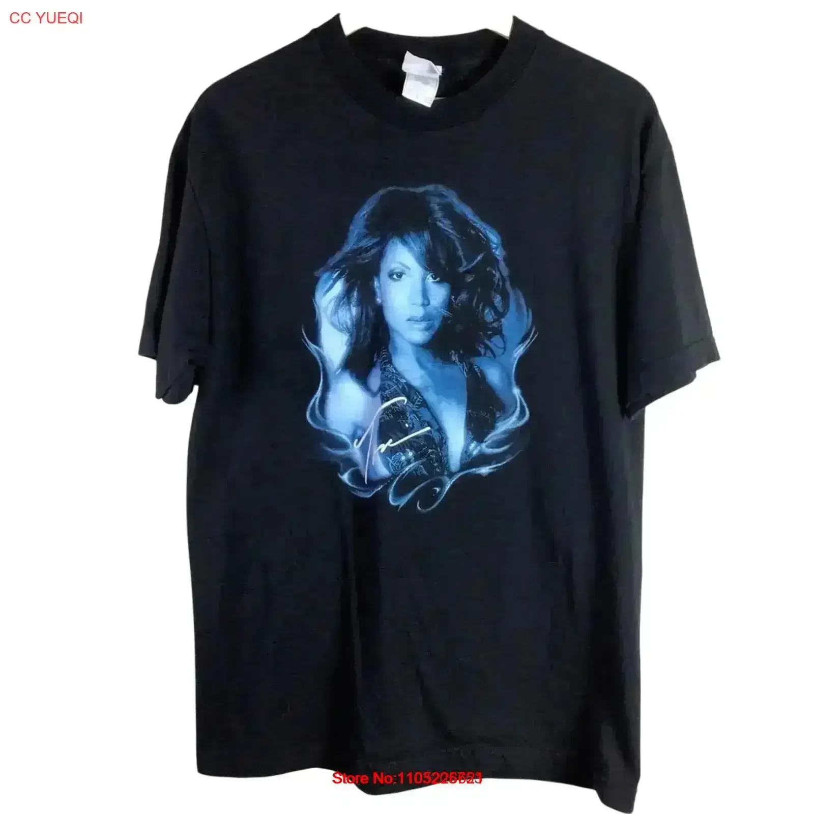 Camiseta Toni Braxton Flamingo Hotel Las Vegas, camiseta negra grande vintage lavada, suave y cómoda para uso diario estirada