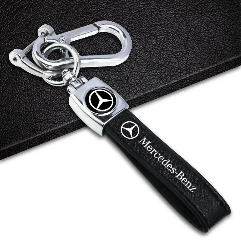 Car Badge Leather Key Rings Pendant for Mercedes Benz Keychain Holder W168 W176 W220 W202 W204 W210 W207 CLK CLA GLC GLA SLK