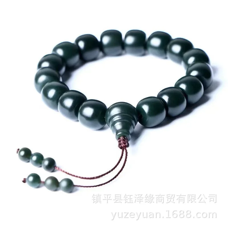 الرجال والنساء الأخضر حجم كبير Hetian اليشم الشكل القديم حبة سوار #3