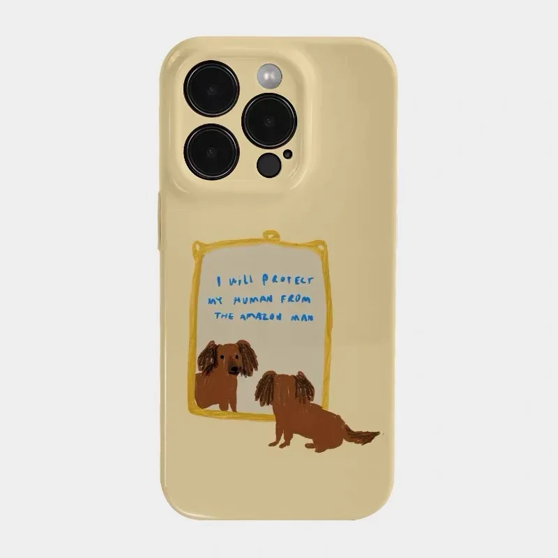 

Ins The Thoughts of The Cute Yellow Puppy Phone Case for IPHONE 17 Air 16E 15 PROMAX 14Plus 13 12 MINI 11 XR Acrylic Phone Cover