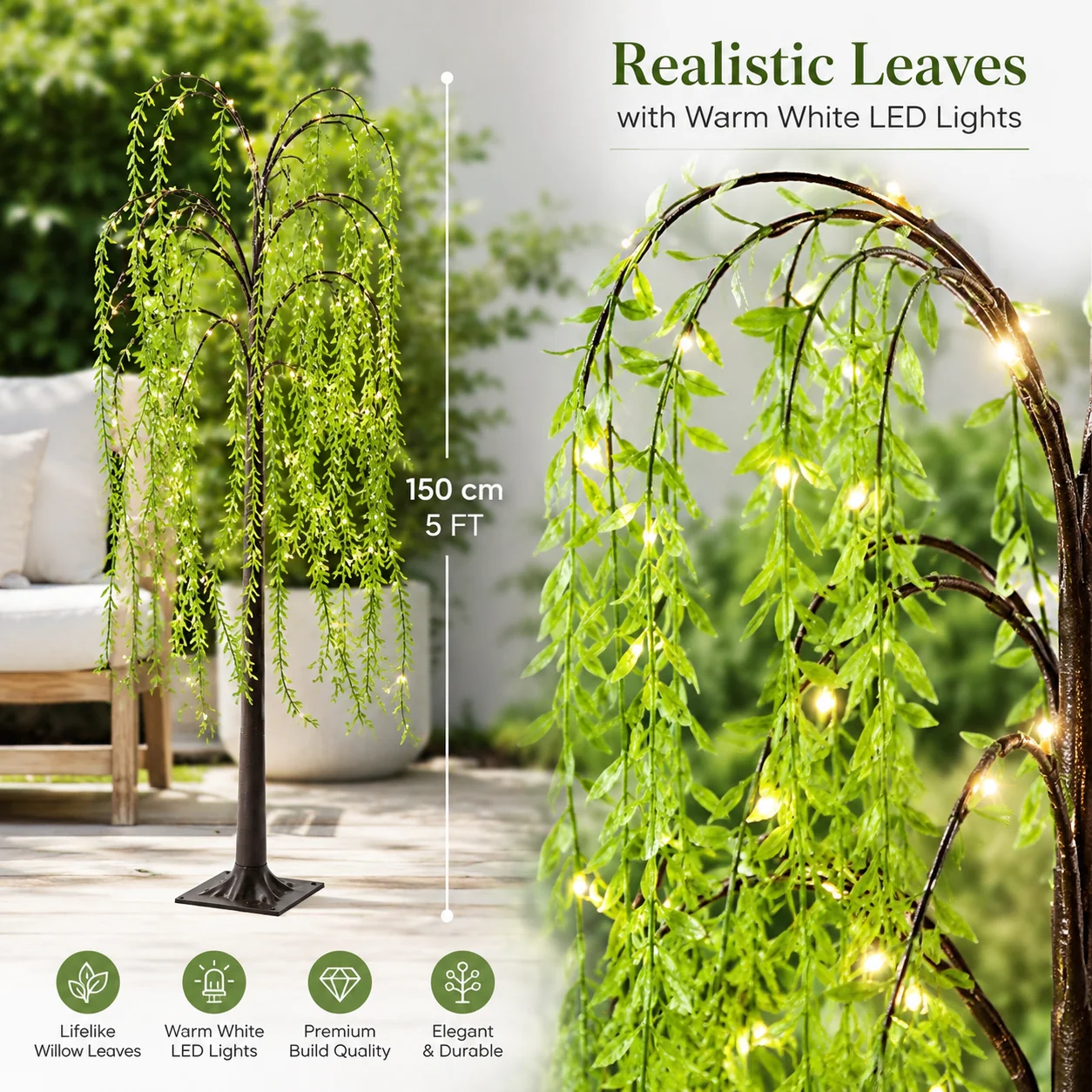 Árbol de sauce artificial con - Home Decor Lighting Tree reseña y precio