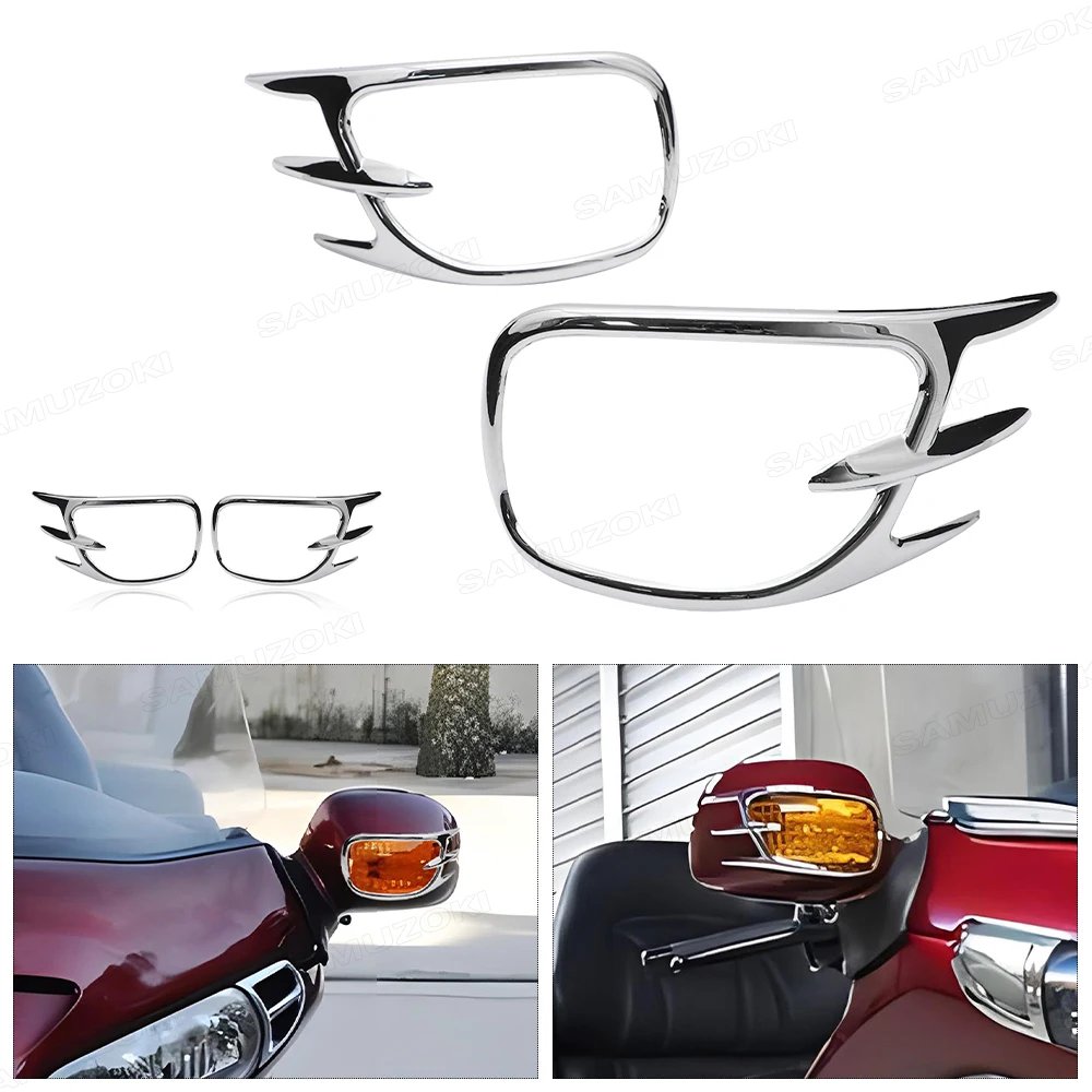 Motorcycle rearview mirror Turn Signal Light Decoration Adornment Trims Chrome For Honda Goldwing GL 1800 Gold Wing 2001 - 2017