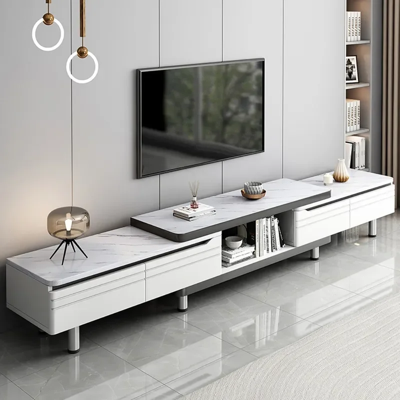 for TV Cabinet Living Room Household Small Apartment Simple Floor Modern Telescopic Rock Panel TV Cabinet Coffee Table