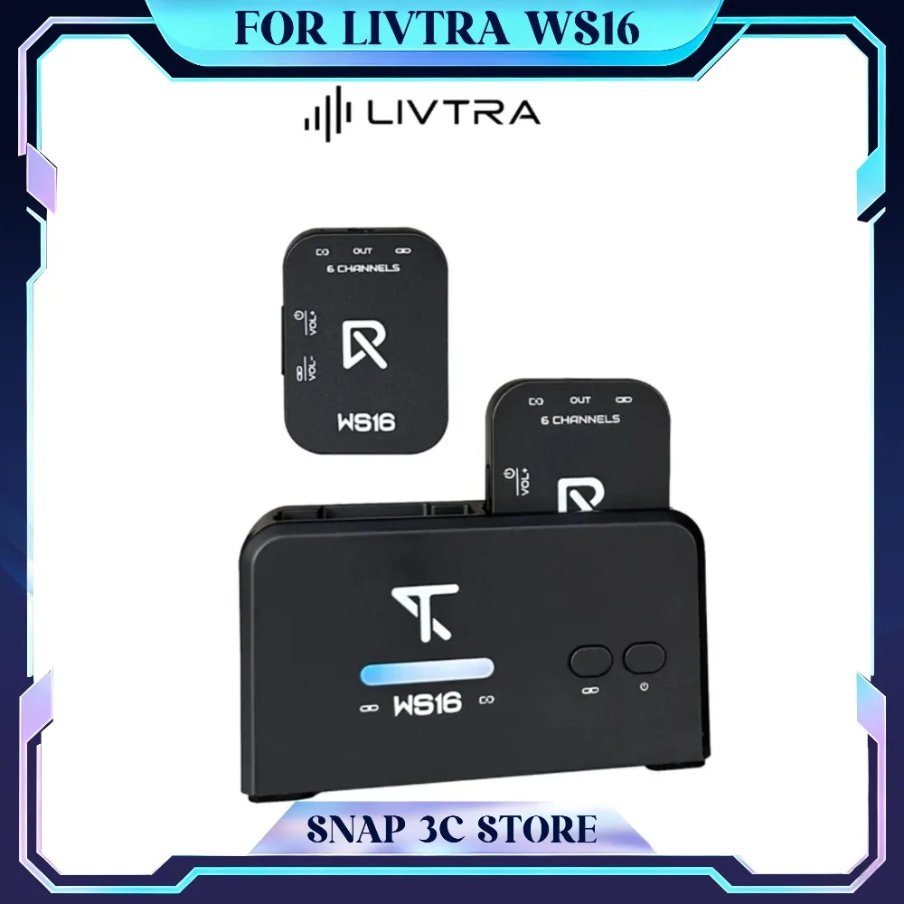 LIVTRA WS16 5.8GHz Wireless IEM System 1T2R Transmitter Receiver Rechargeable Ear Monitor for Music Performance Recording