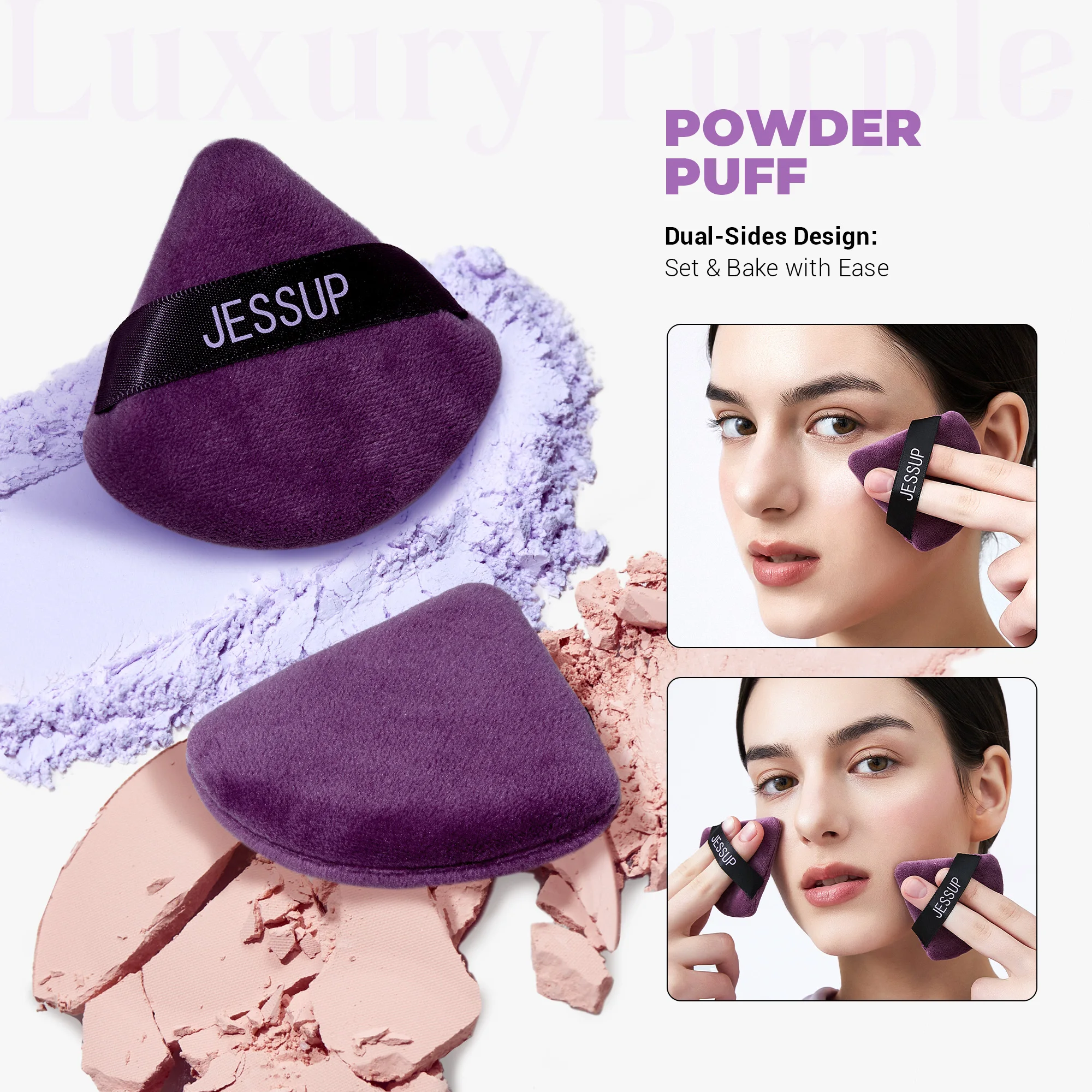 Jessup – ensemble de pinceaux de maquillage 4/7/10/14 avec éponges, pinceaux de maquillage bouffants, mélange de fard à paupières pour le visage, correcteur de mise en évidence, violet de luxe