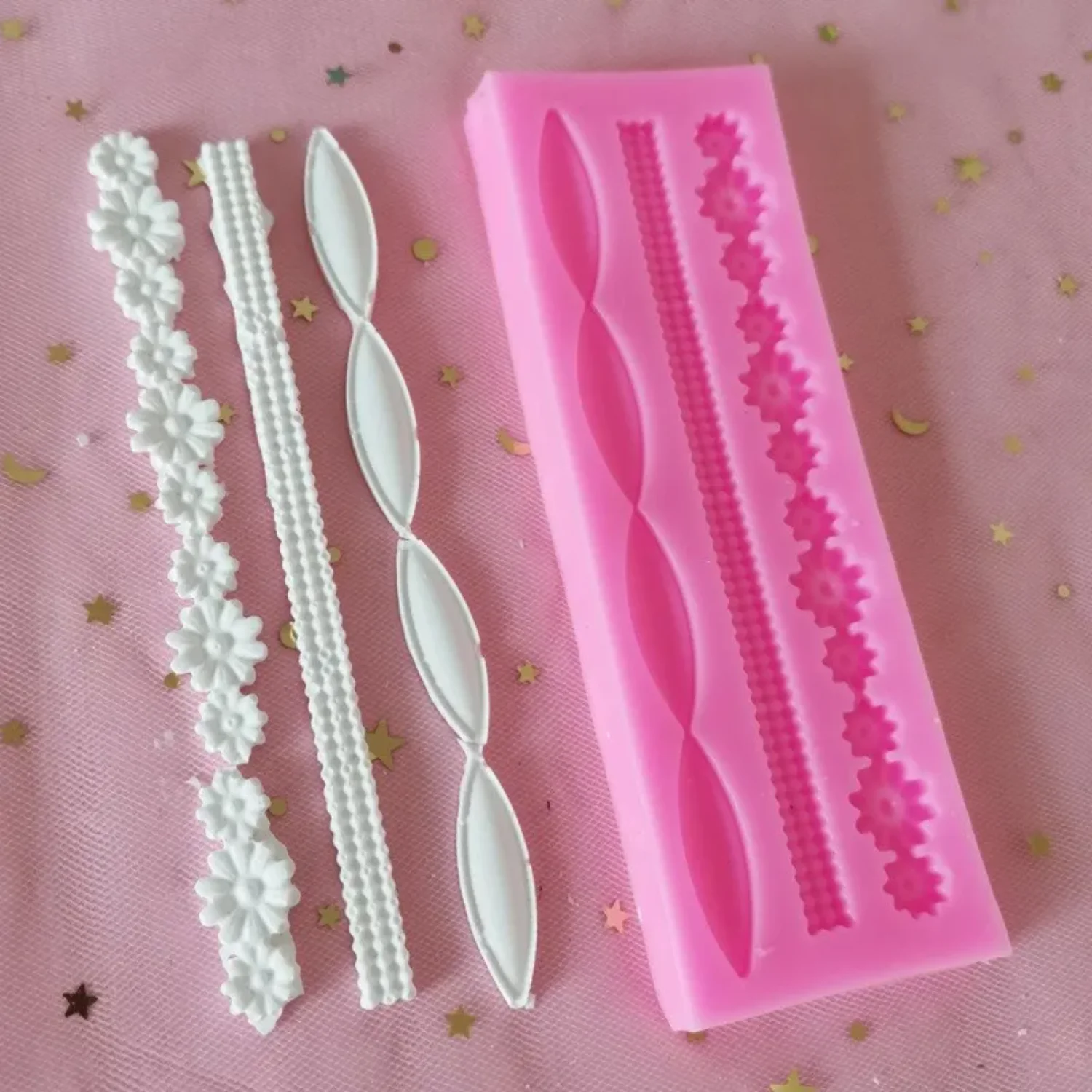 Long Braided Rope Shape Silicone Mold 3D Cake Border Decoration Pastry Candy Chocolate Fudge Mold Molding  Baking Tools