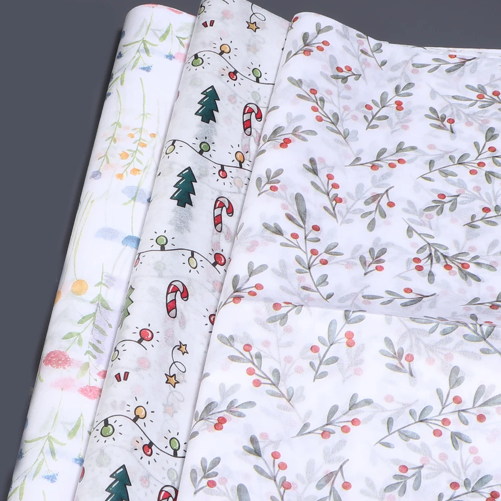 10Sheets Christmas Holly Berry Pattern Gift Wrapping Tissue Paper For Christmas Gift Flower Bouquet Jewelry Packaging Decoration