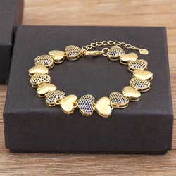 Nidin New Fashion Love Heart Shape Cubic Zirconia Charm Bracelets For Women Female Birthday Party Fine Jewelry Gift Wholesale
