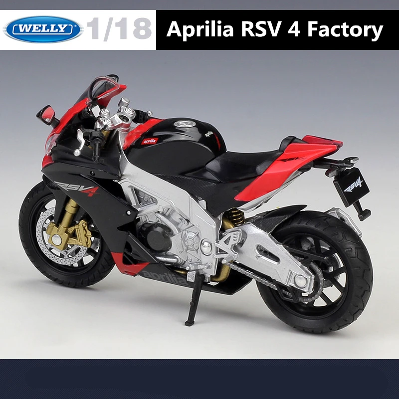 WELLY 1:18 أبريليا RSV4 مصنع سبيكة دراجة رياضية هوائية نموذج محاكاة المعادن شارع دراجة نارية نموذج جمع الأطفال هدية