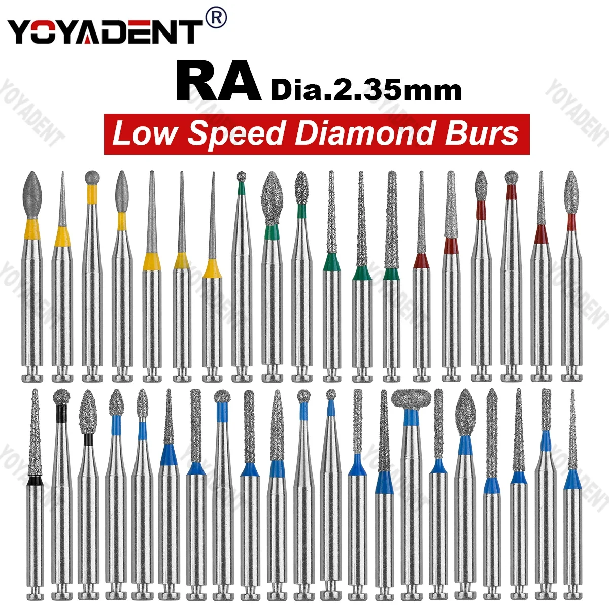 Dental Diamond Burs Taper/Round/Extra Fine/Standard Low Speed Burs Dental Burs Dentistry Strawberries RA Dia.2.35mm 10Pcs/Pack