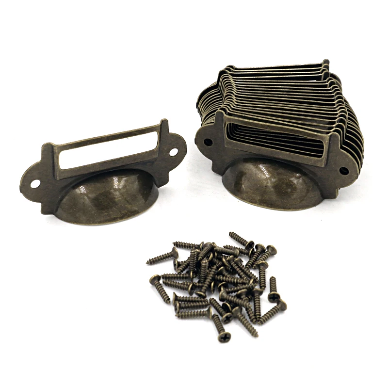 

20PCS File Name Card File Cabinet Handles Label Holder Antique Bronze Drawer Label Pull Cabinet Frame Handle