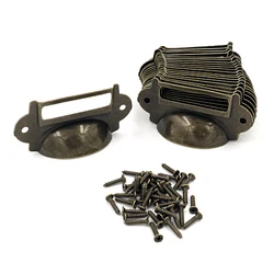 20PCS File Name Card File Cabinet Handles Label Holder Antique Bronze Drawer Label Pull Cabinet Frame Handle