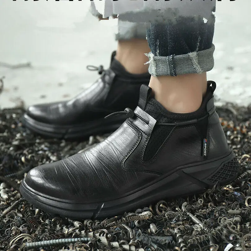 Black Pu Leather Safety Shoes For Men Work Steel Toe Caps Male Indestructible Work Boots Puncture-Proof Security Footwear