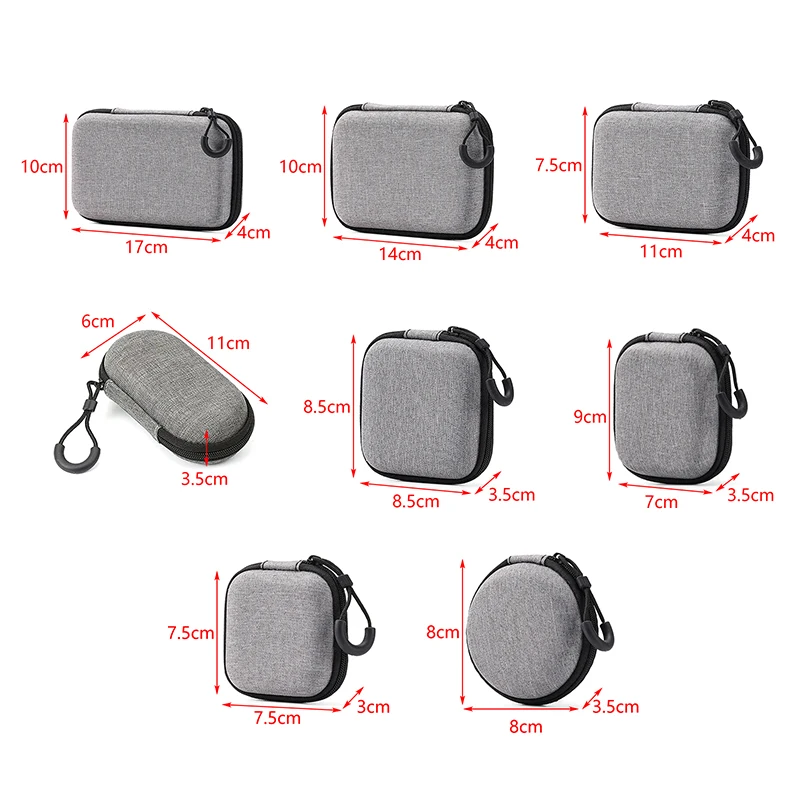 NEW Portable Shockproof Headphone Case Earphone Bag Headset Storage Bag Hard Shell Earphone Accessories Memory Card USB Cable