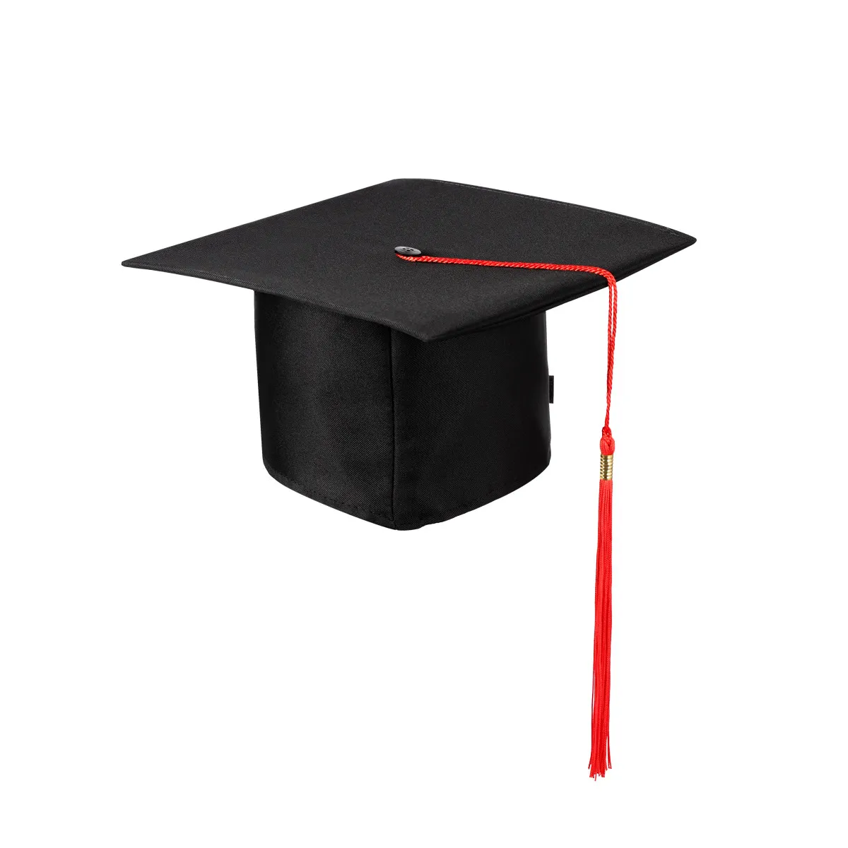 Birrete y toga de graduación para adultos, ajustables, negros y rojos, de poliéster, para ceremonia de graduación universitaria o escolar, accesorio de disfraz con borla