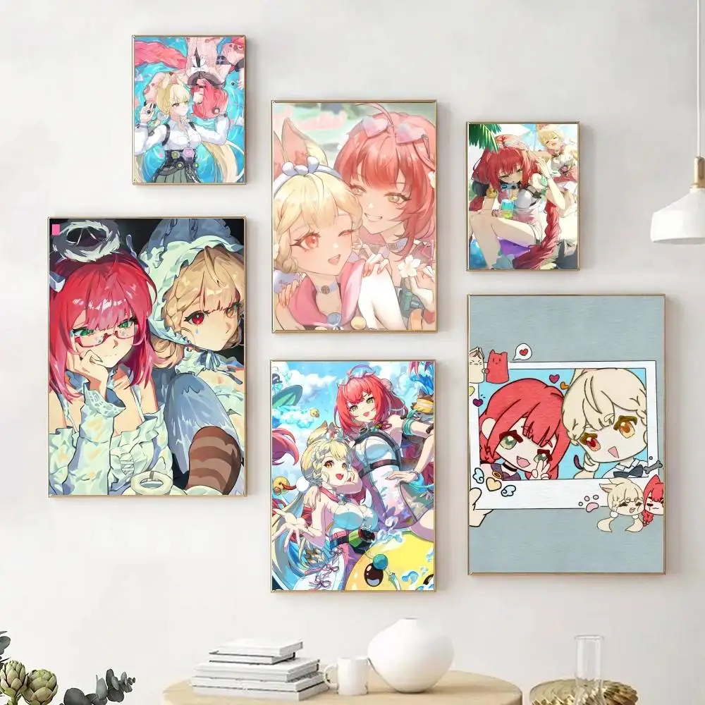 Game Zenless Zone Zero Yuzuha And Alice Manga Anime Cp Poster Self Adhesive Waterproof Ideal For Living Room Bedroom Decoration