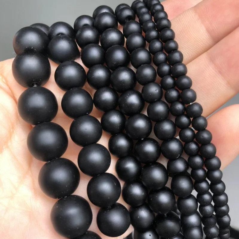 Natural Stone White Black Dull Polish Matte Agates Onyx Smooth Round Beads For Jewelry Making DIY Bracelet 15'' 4 6 8 10 12mm
