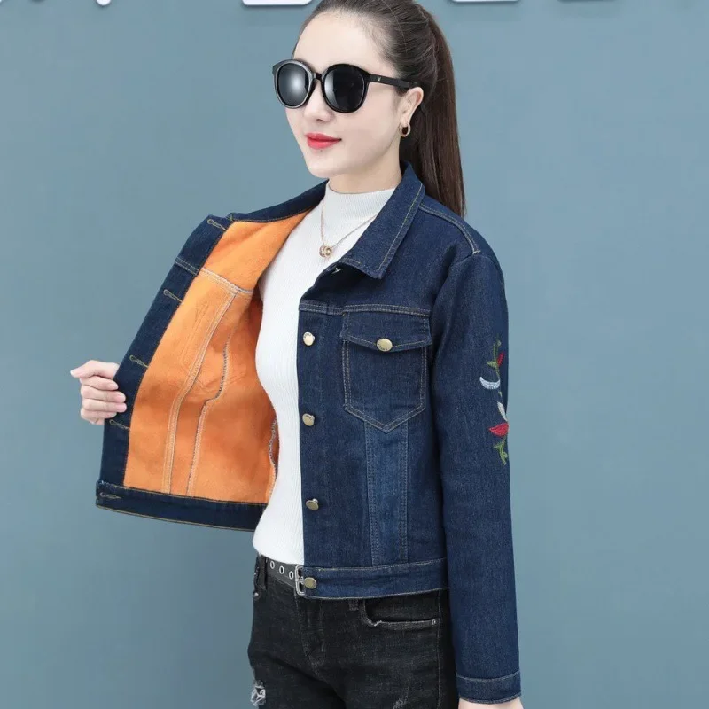 Fashionable Denim Jacket 2024 Autumn New Korean Trendy Short Slim Fit Women's Cotton Coat Top For Smooth Slimmer Silhouette