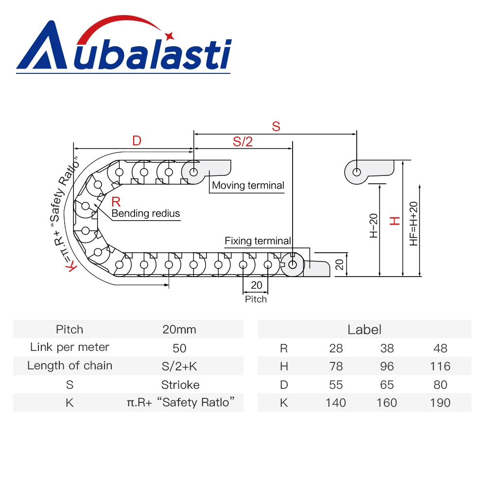 Aubalasti 1meter Semi-Enclosed Cable Chain Wire Transmission Carrier Plastic Drag Towline For 3D Printer Laser Cutting Engraving