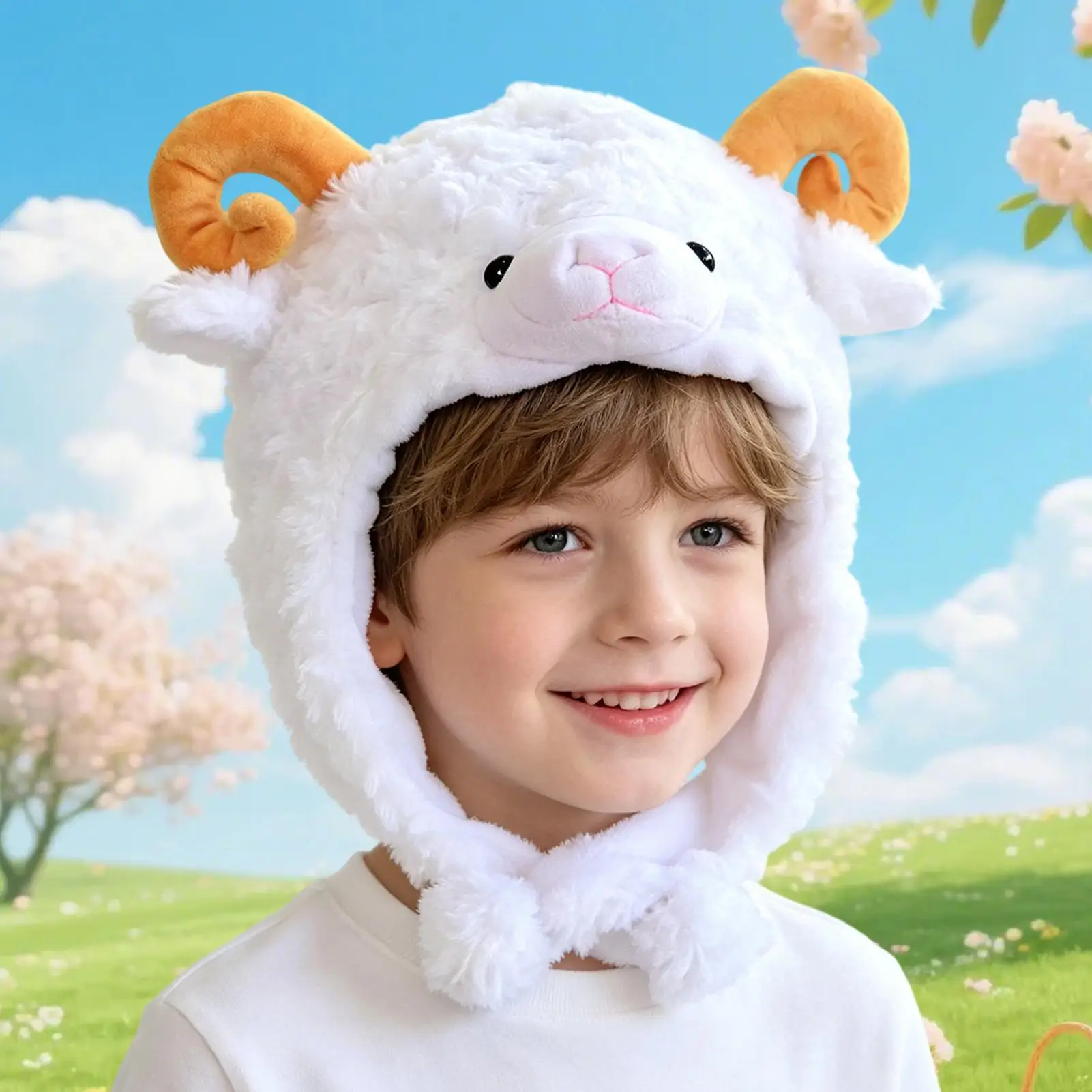 Cute Fleece Hats Fluffy Costume Accessories Warm Soft Lovely Lamb Beanies Bucket Hat Cute Little Sheep Ear Caps Chrismas decor