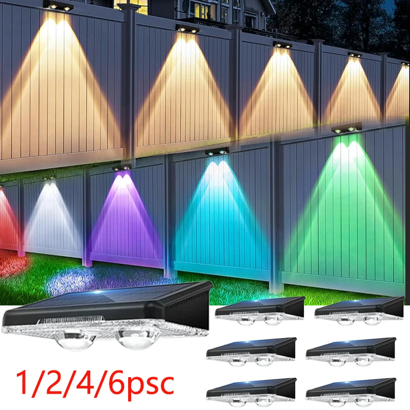

solar lights outdoor Warm white/ white/RGB color changing IP65 Waterproof LED Fence Light Suitable for Garden Yard Deck Lighting