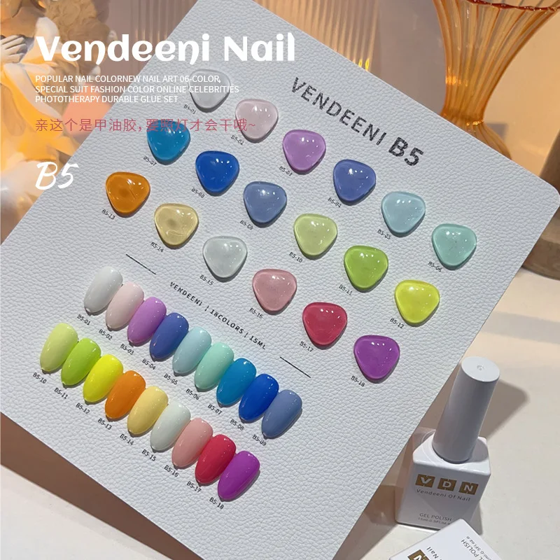 VENDEENI 18 colors Macaron Nail gel set Nail salon 2024 New Professional Hot sale Non-toxic UV gel Nail Art Kit Custom Wholesale