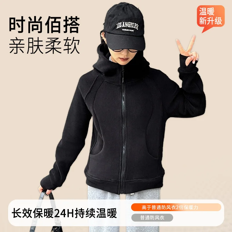 Sudadera con capucha de lana para mujer, gruesa y aislante para otoño e invierno, chaqueta Softshell para exteriores, forro impermeable y transpirable