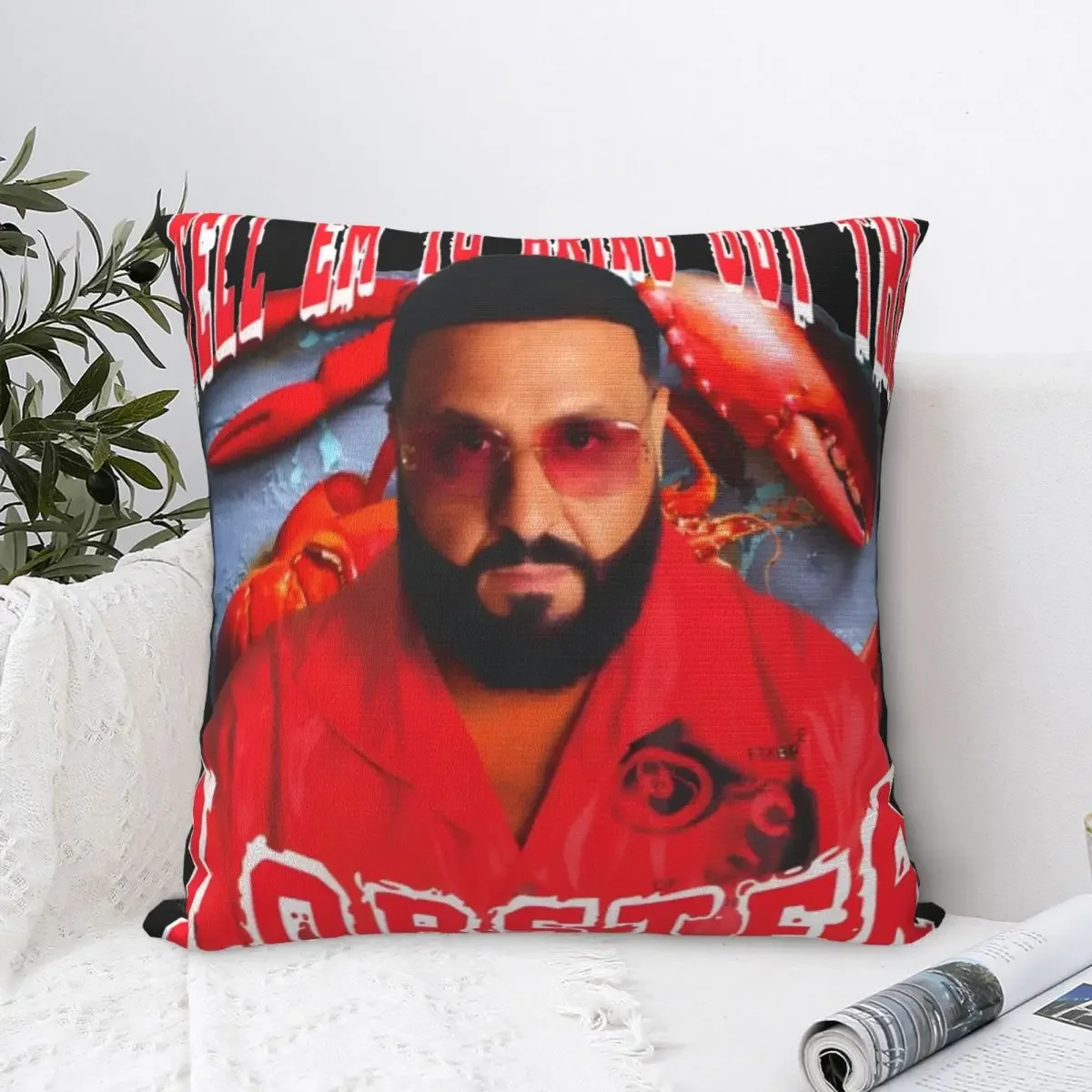 DJ Khaled Tell Em Bring Out The Lobster Square Pillowcases Polyester Living Room Cushion Case Funny Decor Pillow Cover 40*40