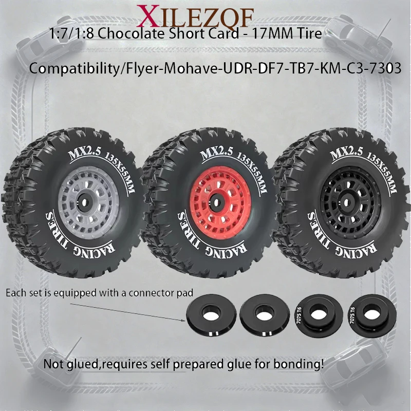 MX 2.5 Inch 17mm Hex Wheels Tires, Sand Highway Off‑Road Tyres For ARRMA MOJAVE 4S 6S EXB TRAXXAS UDR DF7 KM 1/7 1/8 Short Truck